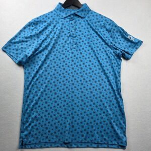 G/FORE Mens Blue Skull Crossbones Circle Gs Performance Golf Polo Shirt Large L